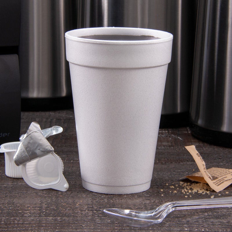 Dart Disposable Insulated Drinking Cup White Styrofoam 16 oz. 25 Ct 16J16 - Image 4